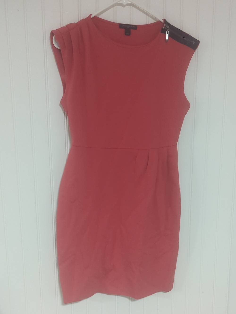 Banana Republic Factory Coral Sheath Dress with Shoulder Zip Detail